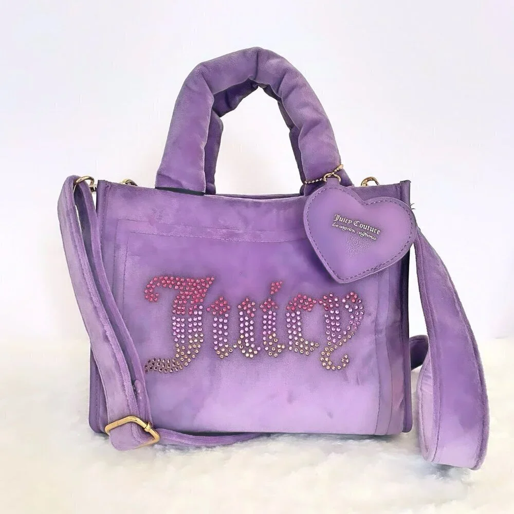Juicy Couture Dusty Violet Big Spender Heart Charm Mini Tote Bag Satchel NWT